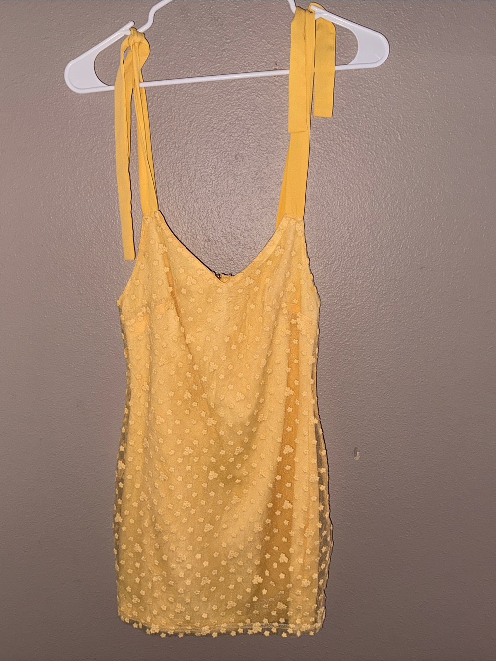yellow mesh mini dress by Blue Rain